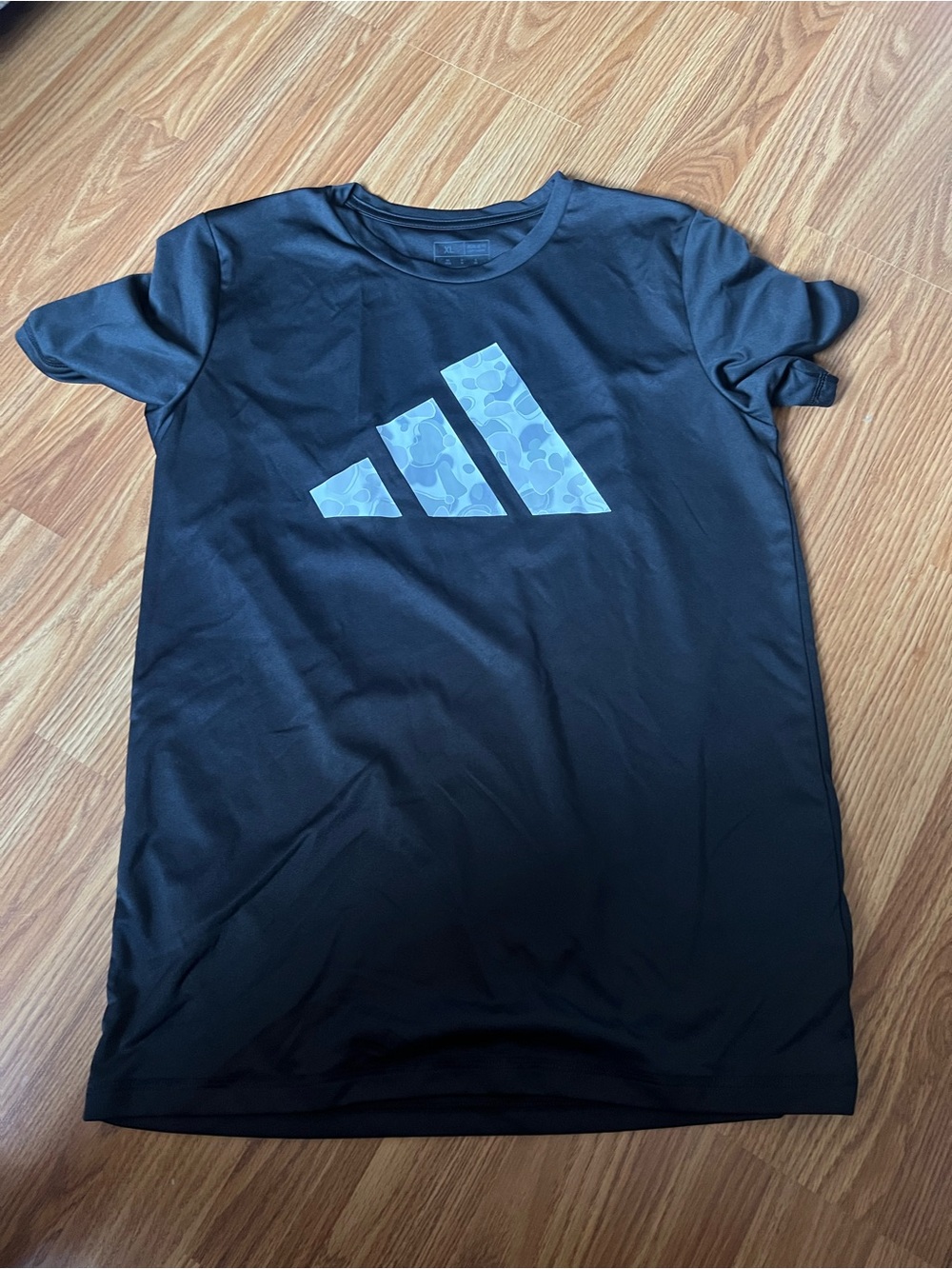 adidas kids Black Short-Sleeve Tee with Light Gray Logo